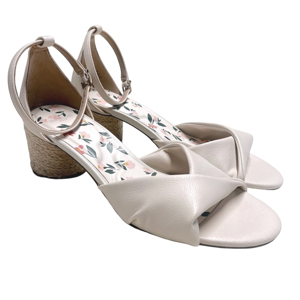 Draper James RSVP Cream Floral Espadrille Block‎ Heel Sandals Women's 9.5